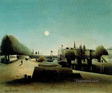 Una vista de la Ile Saint Louis desde Port Saint Nicolas tarde Henri Rousseau París Pinturas al óleo